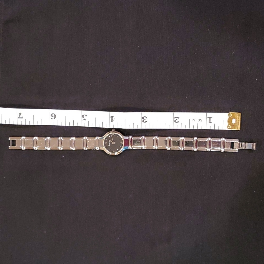 BULOVA Silver Tone Link Band/Black Faced Watch - Picture 5 of 5